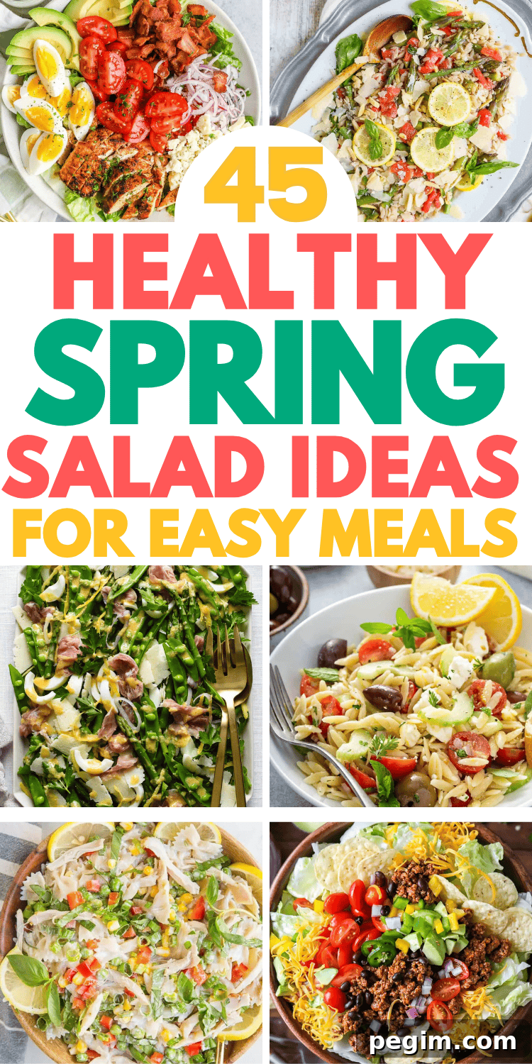 Easy spring salad ideas! These delicious salad recipes are fresh, healthy spring meals that taste great! Spring salads for dinner, simple spring salad recipes, best spring salad ideas, spring mix salad recipes, spring fruit salad, healthy salad recipes, spring dinner ideas, salad ideas spring, spring dinner salad ideas, spring salad dressing idea, easy salads for parties, light dinner ideas easy, best salads ever, fresh salad recipes, spring brunch salads, spring food ideas, easy salad ideas, easy dinner recipes, italian chopped salad, spring salad aesthetic, spring salads for parties, spring salad for a crowd, spring orzo salad, spring pea salad, spring potluck dishes, spring pasta salad, spring mix salad ideas, spring green salad, spring party food, healthy spring recipes.