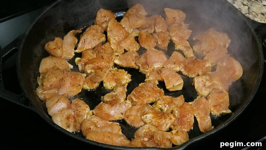 blackened chicken in cast iron skillet