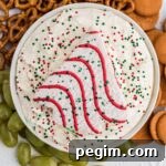 Overhead shot of Christmas Tree Dip with a Little Debbie Christmas Tree on top.