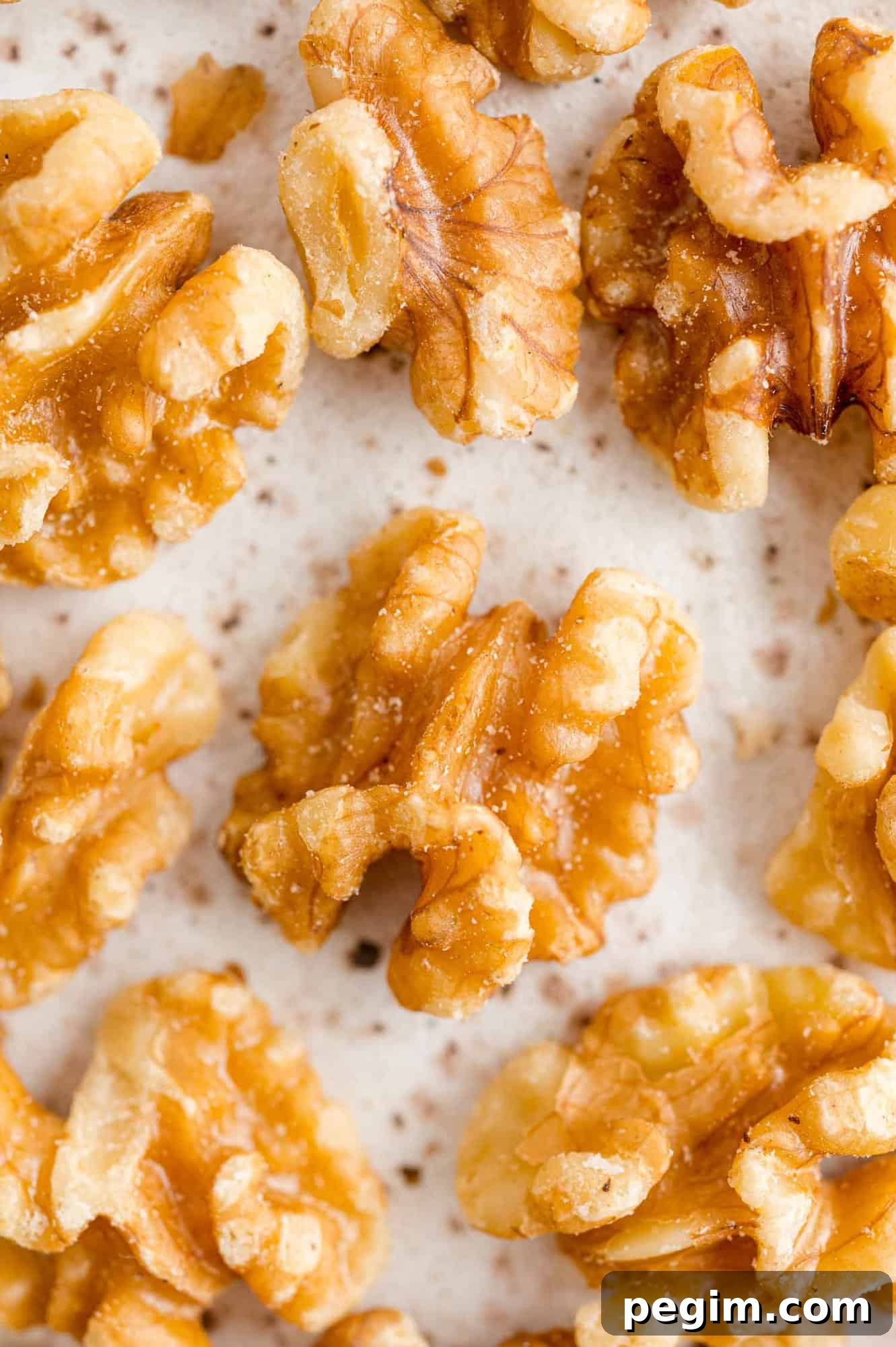 Toasted walnut halves.
