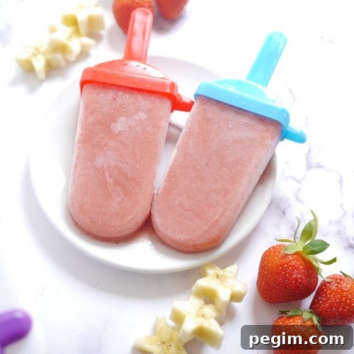 Healthy Strawberry Banana Popsicles
