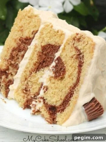 Moist Peanut Butter Chocolate Marble Cake
