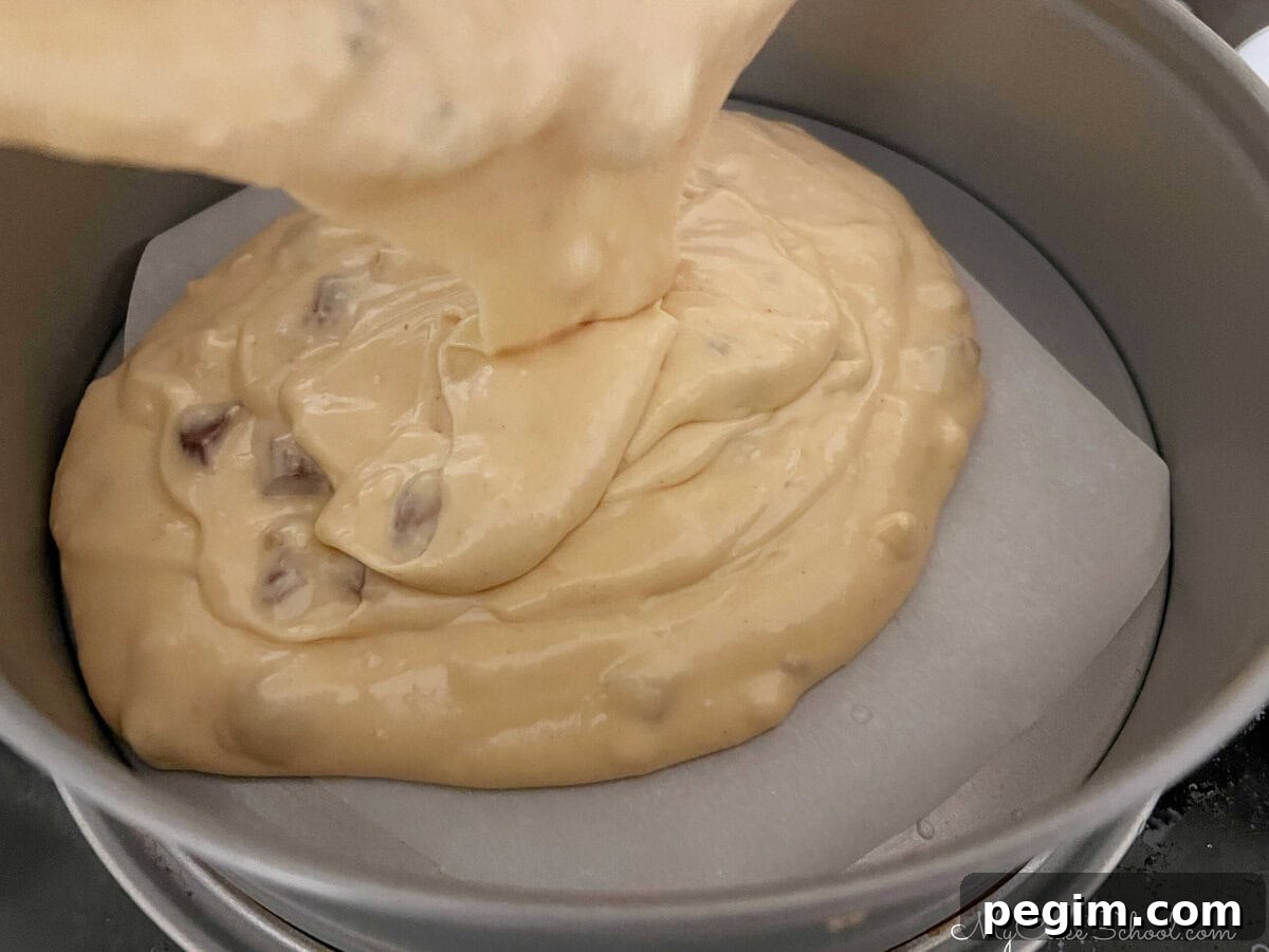 Peanut Butter Cheesecake batter poured into pan.