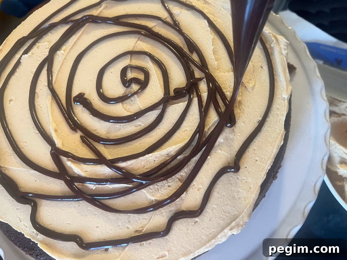 Chocolate Drizzle over cake.