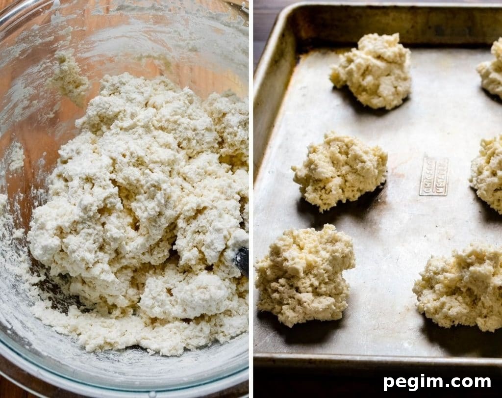 3-Ingredient Drop Biscuits: Quick Homemade Recipe 3 Mixing the dough and portioning it.