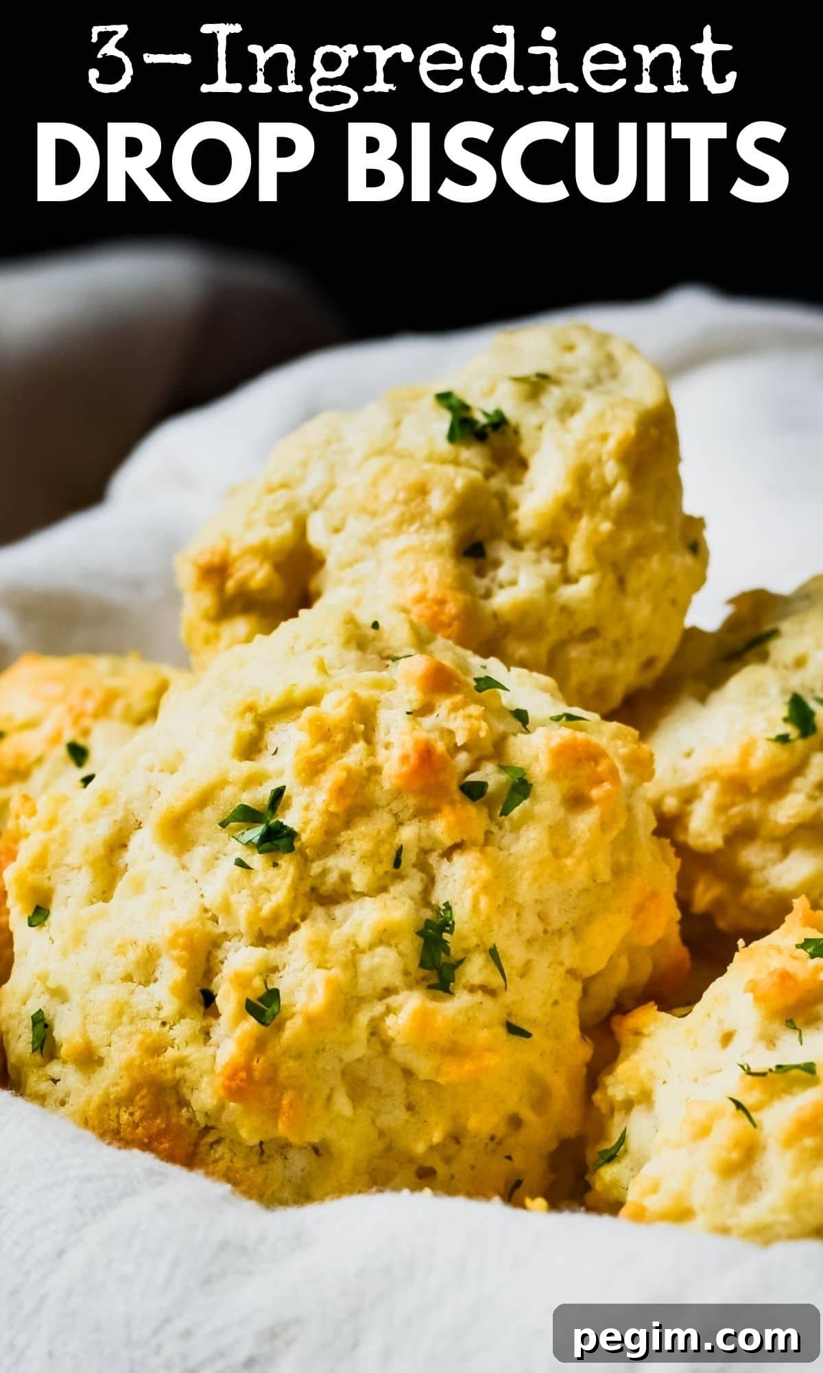 3-Ingredient Drop Biscuits: Quick Homemade Recipe 8 a Pinterest pin.
