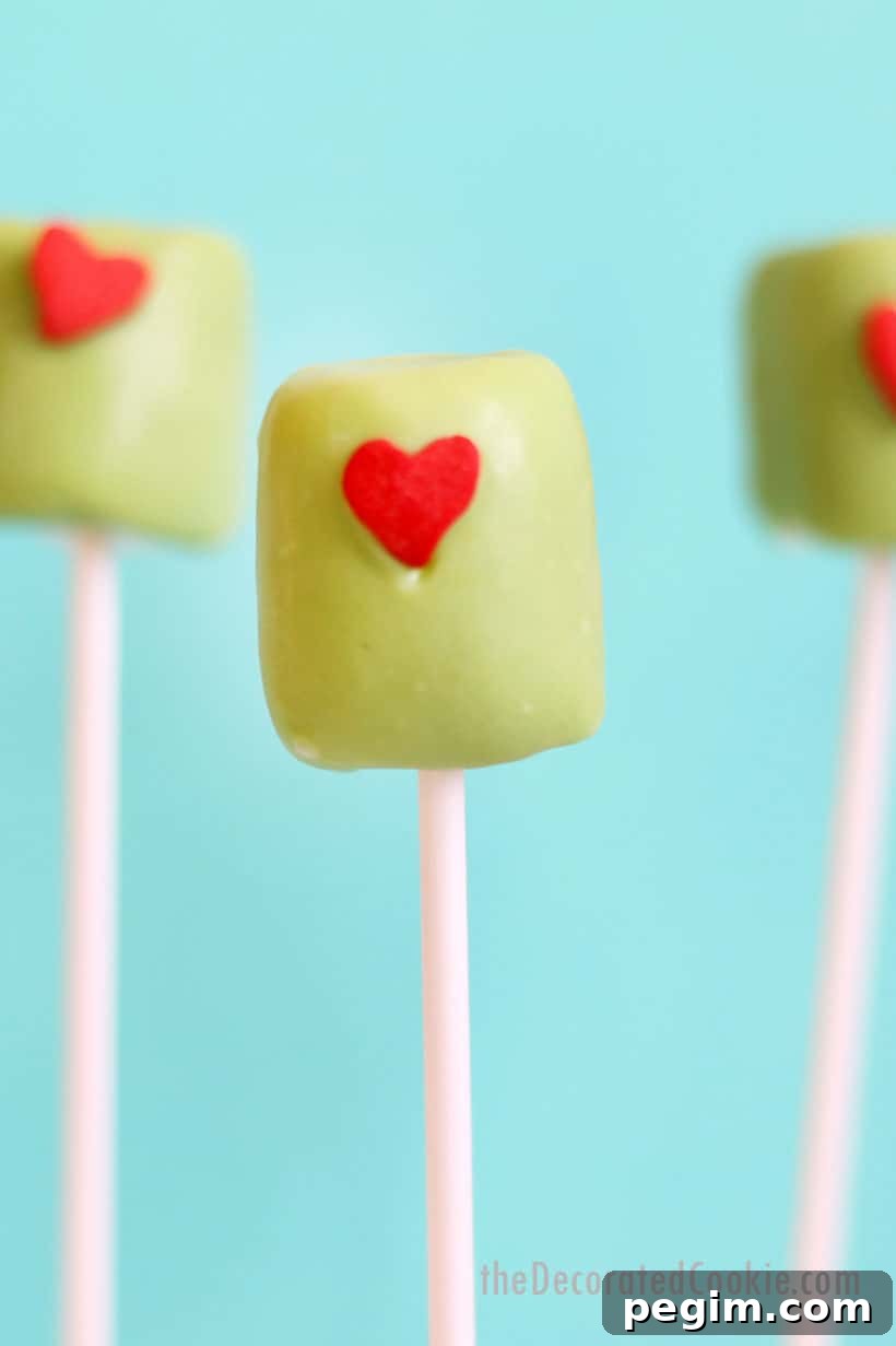 grinch marshmallow pops