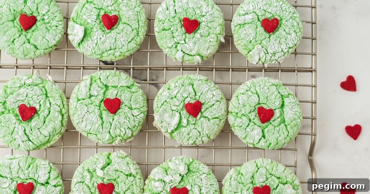 grinch crinkle cookies