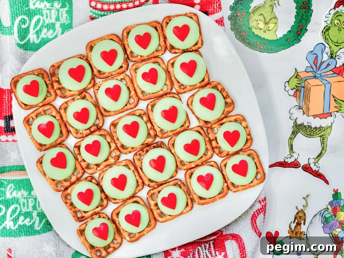 grinch pretzel bites