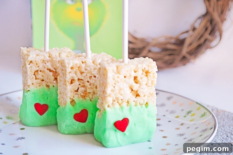 grinch rice krispie treats