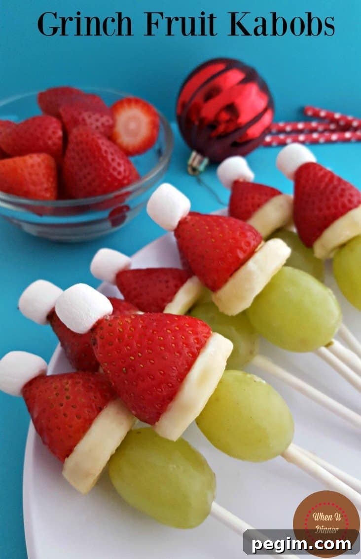 grinch fruit kabobs