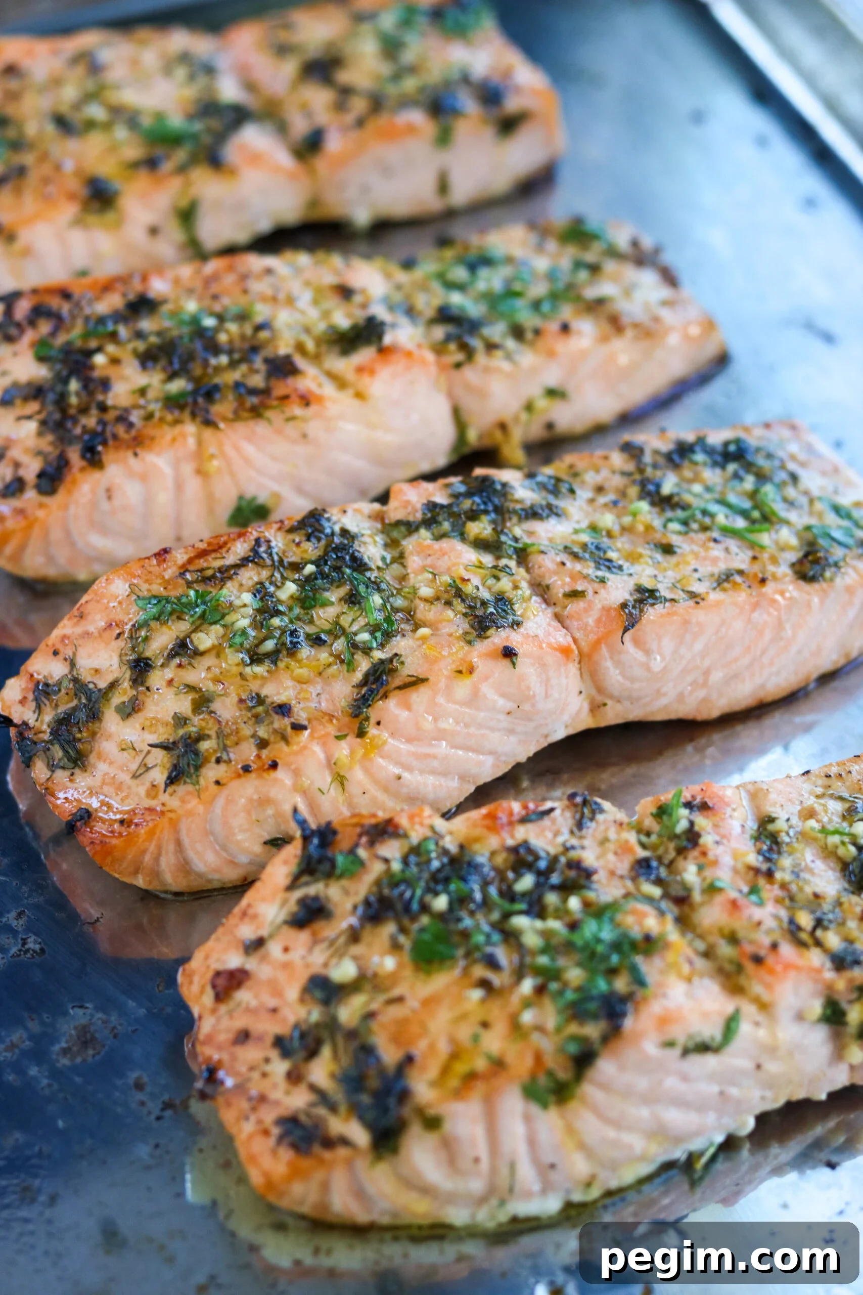garlic herb baked salmon on a sheet pan garlic herb baked salmon on a sheet pan