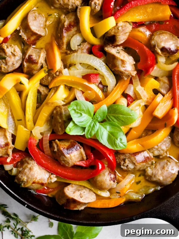 Classic Italian Pickled Peppers Recipe 14 Italian sausage and peppers in cast iron skillet