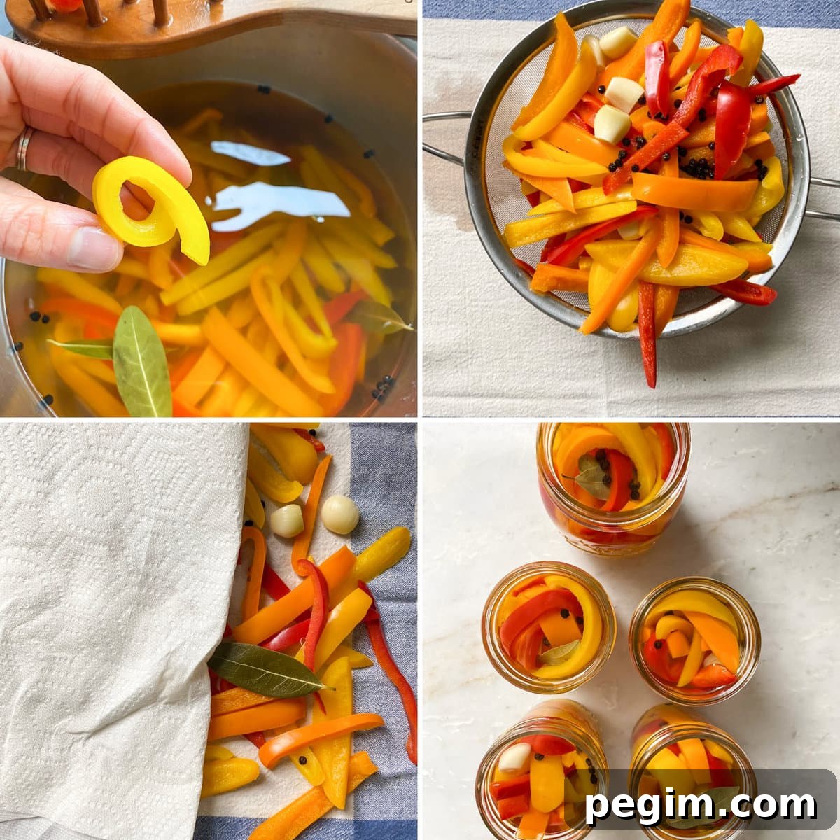 Classic Italian Pickled Peppers Recipe 8 How to make Italian vinegar peppers step by step. Boiling and jarring the peppers.