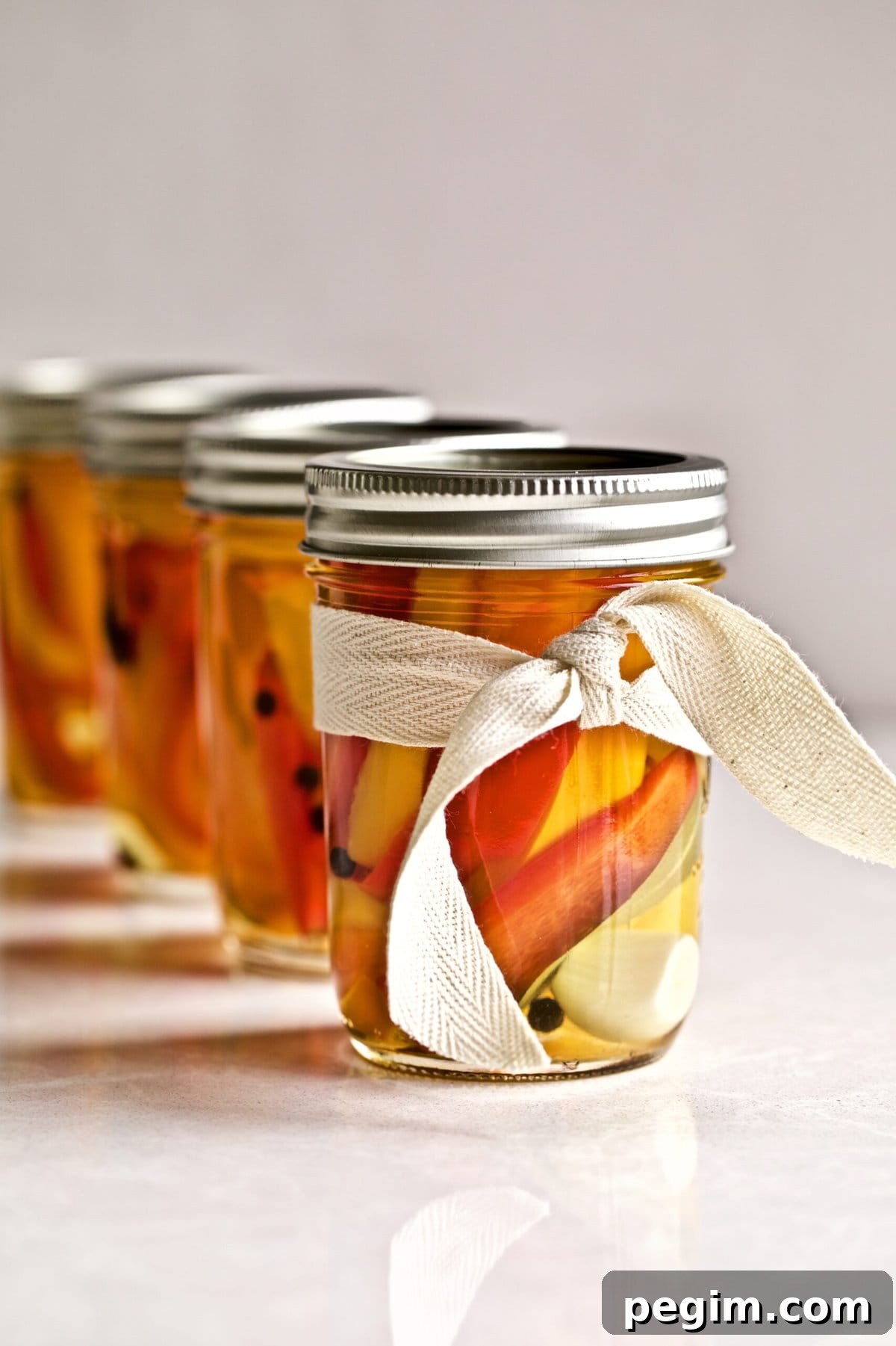Classic Italian Pickled Peppers Recipe 10 Italian vinegar peppers in a jar