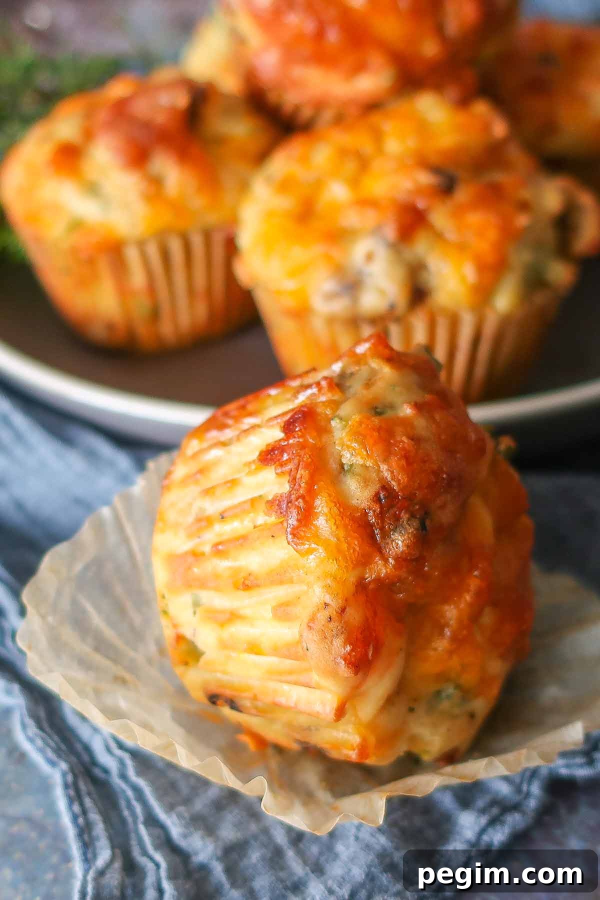 Gluten-Free Brunch Recipes for Weekend Guests 13 close up view of Gluten-Free Sausage & Veggie Breakfast Muffin