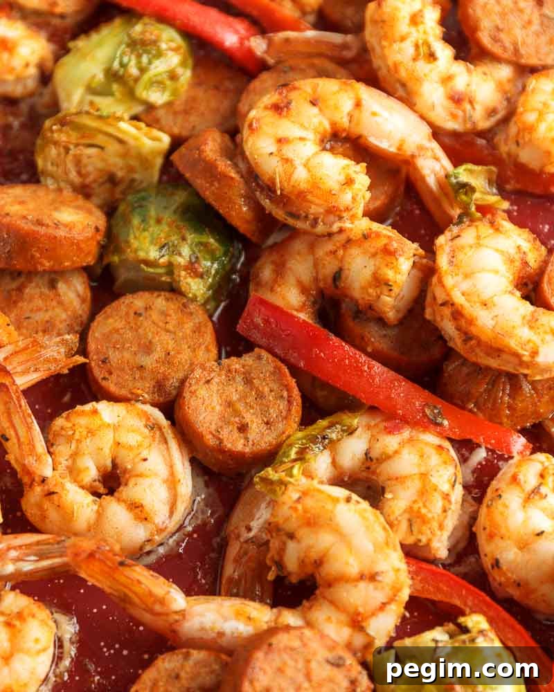 Sheet Pan Shrimp and Sausage Dinner 8 Bake sheet pan meal until done.