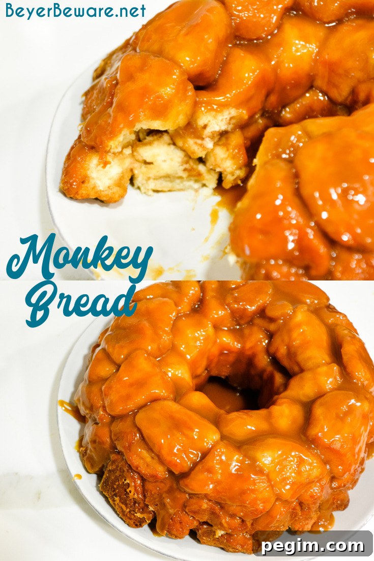 Pull Apart Caramel Monkey Bread Recipe 9 Monkey bread is a caramel pull-apart bread made with Grands biscuits, butter, sugar, and cinnamon then baked in a bundt cake pan for a gooey breakfast bread.
