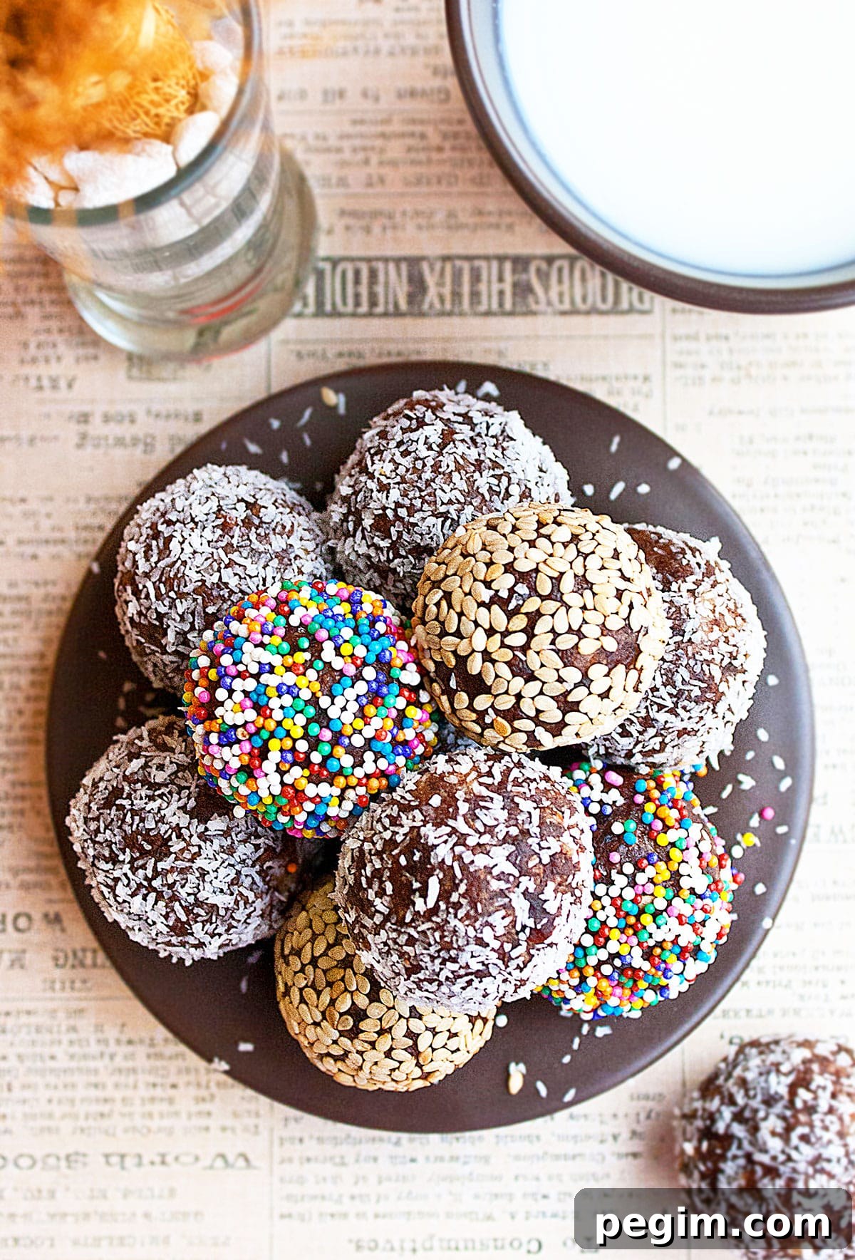 Raw Energy Balls in Brown Dish. 
